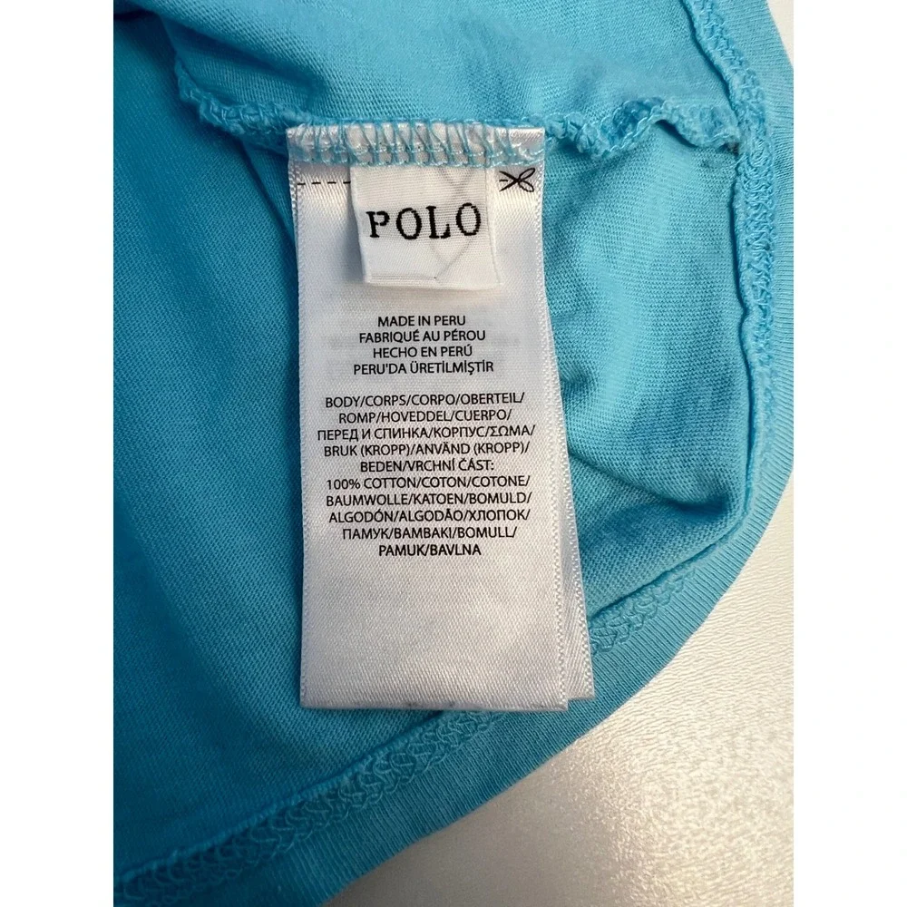 Polo Ralph‎ Lauren Baby Long Sleeve T Shirt Surf Bear Graphic Blue Sz 12mo